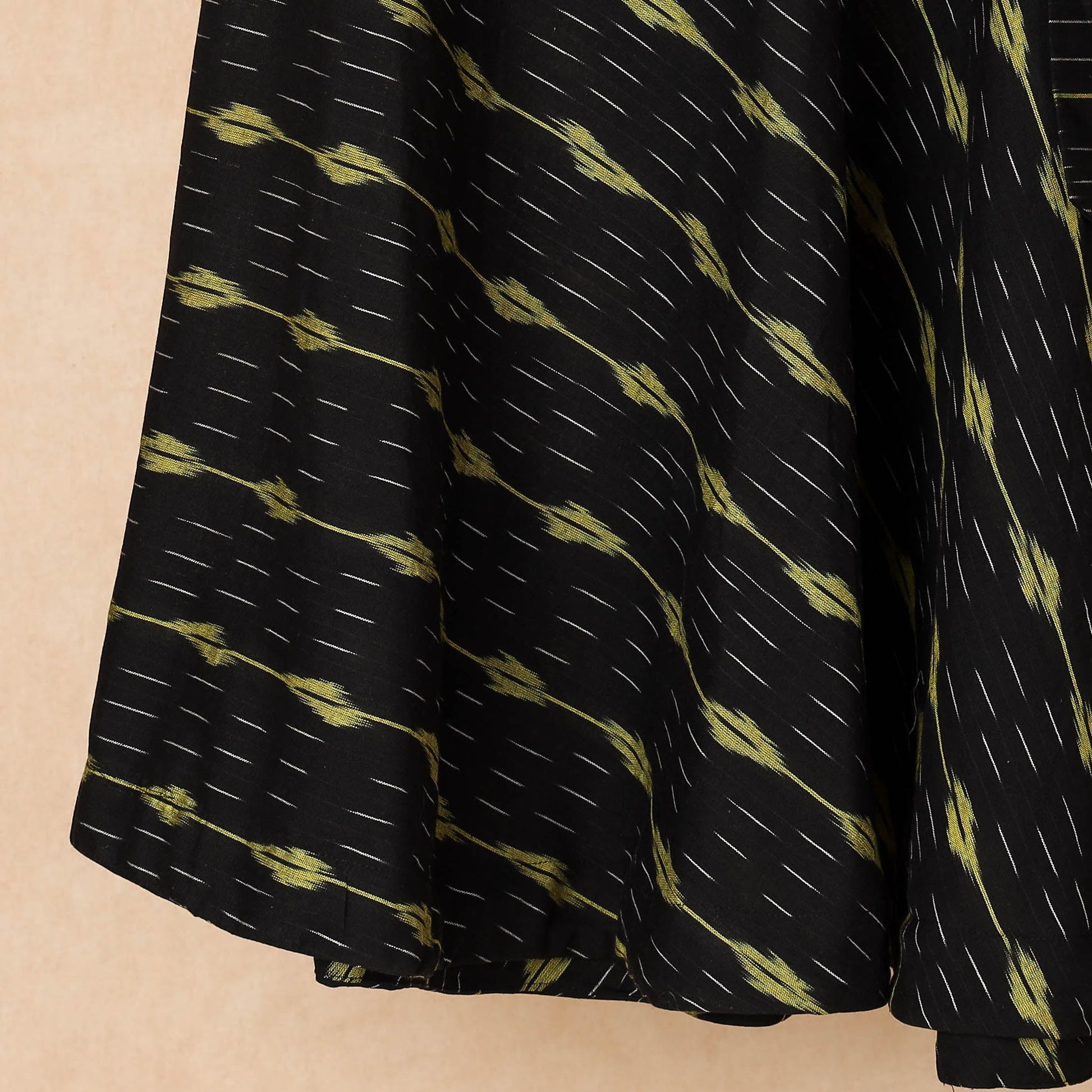 Black - Wrap Around Cotton Pochampally Ikat Skirt