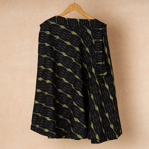 Black - Wrap Around Cotton Pochampally Ikat Skirt