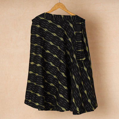 Black - Wrap Around Cotton Pochampally Ikat Skirt