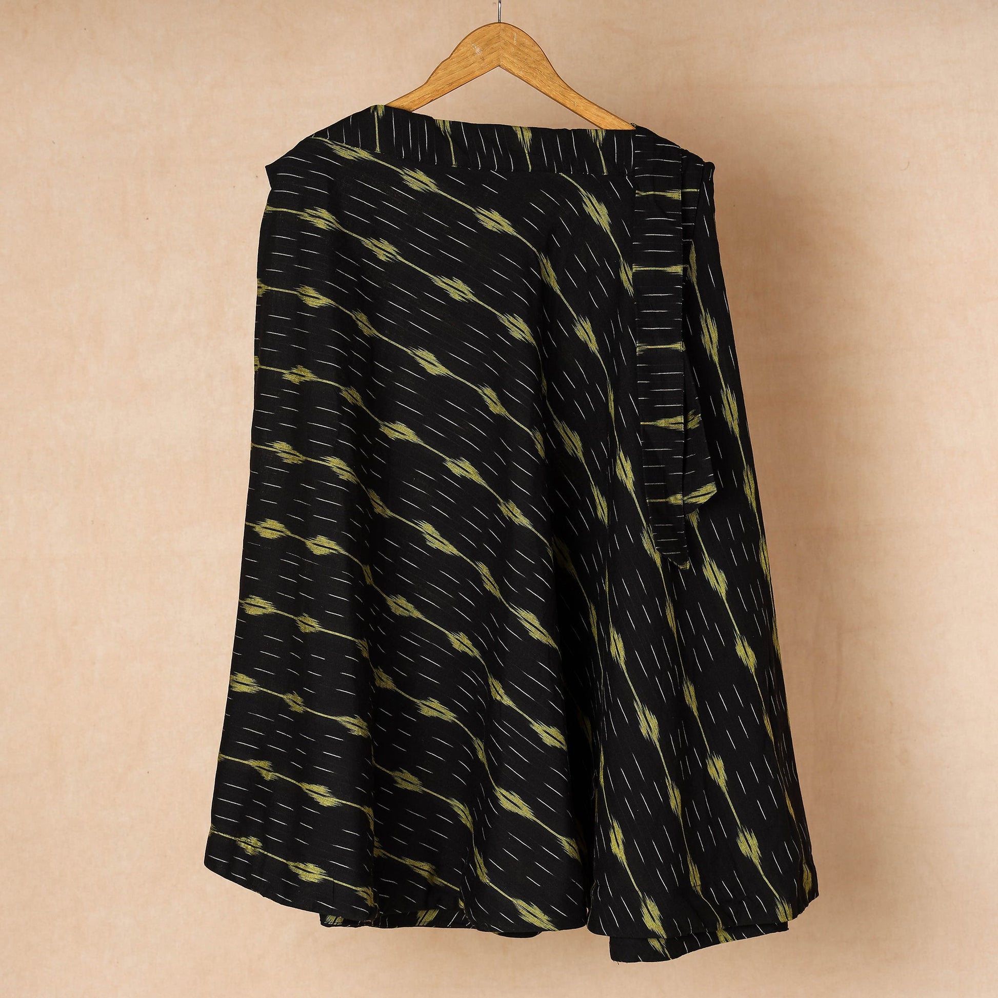 Black - Wrap Around Cotton Pochampally Ikat Skirt