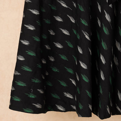Black - Wrap Around Cotton Pochampally Ikat Skirt