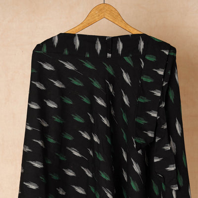Black - Wrap Around Cotton Pochampally Ikat Skirt