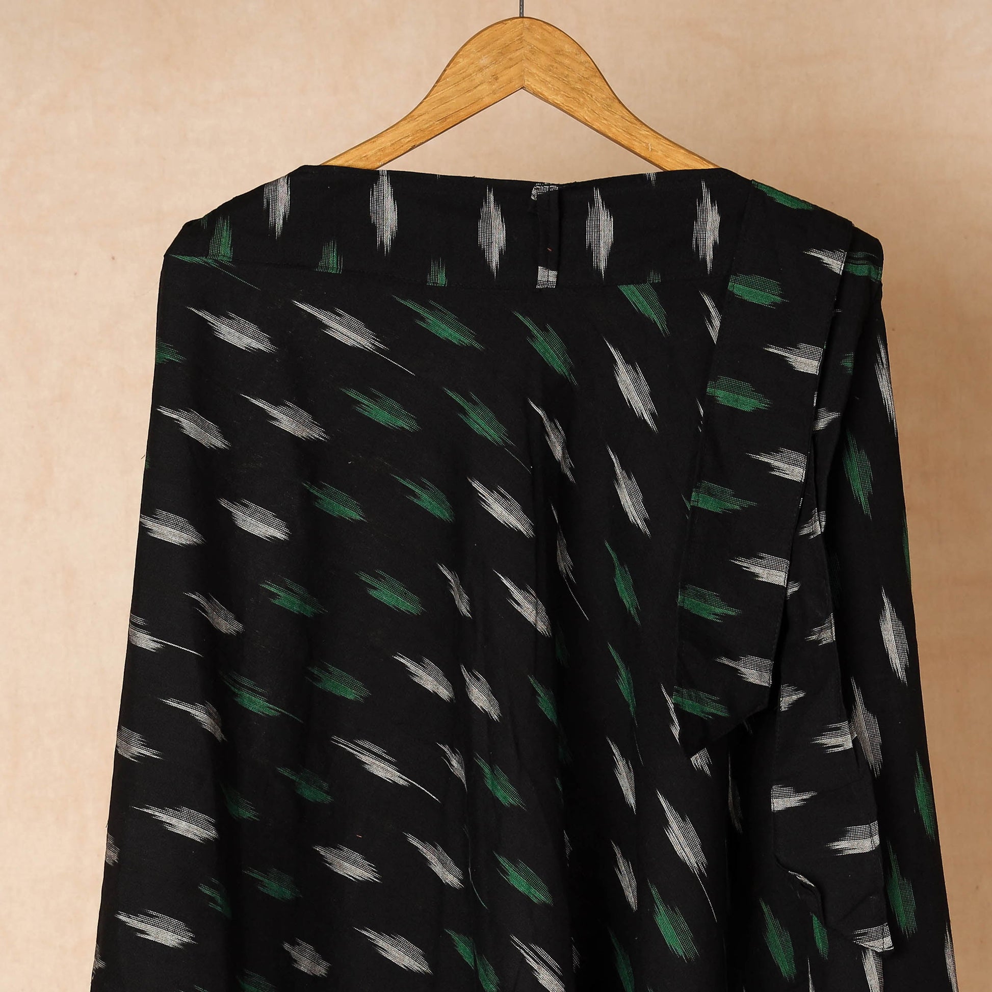 Black - Wrap Around Cotton Pochampally Ikat Skirt