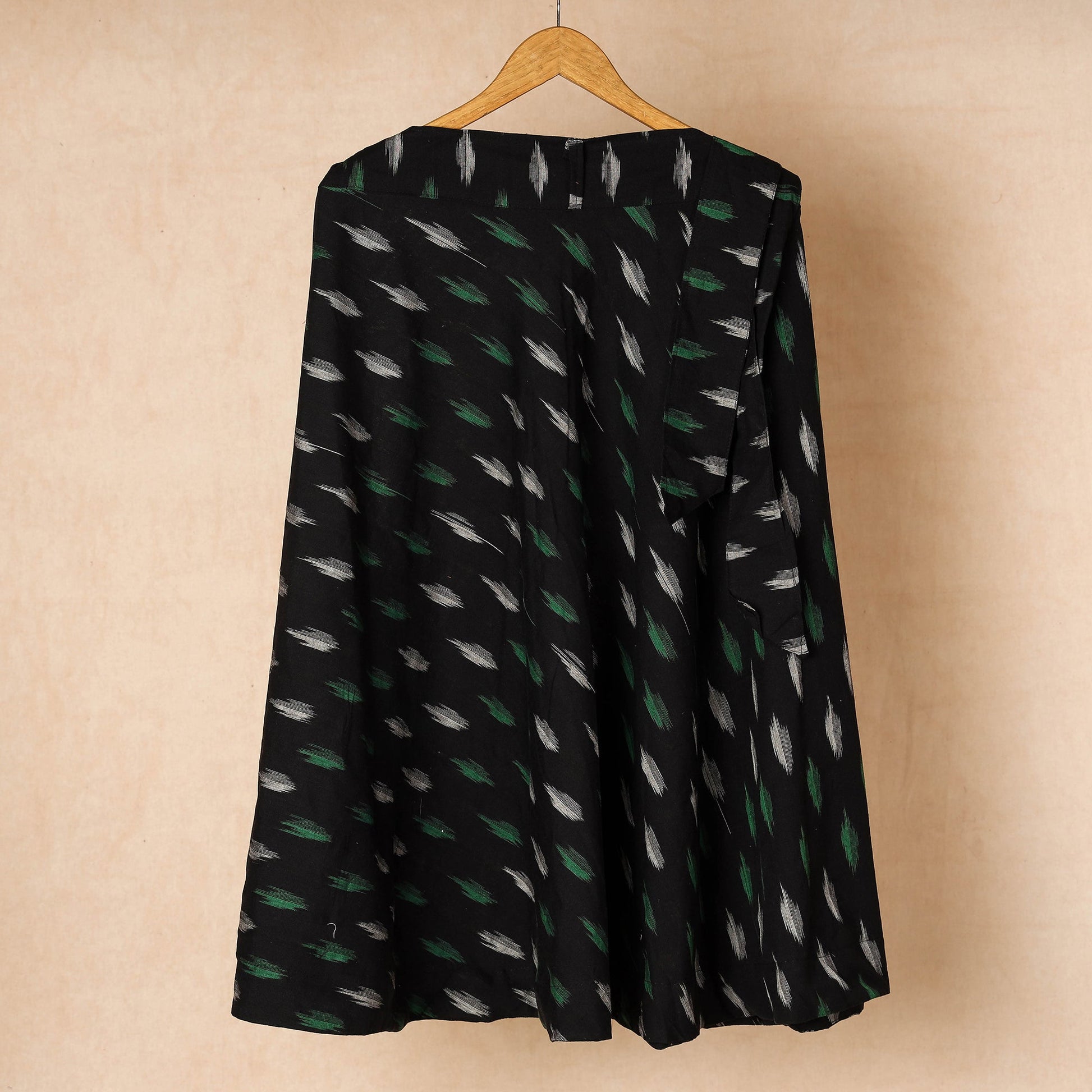 Black - Wrap Around Cotton Pochampally Ikat Skirt