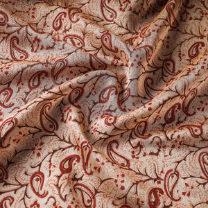 Beige - Pedana Kalamkari Block Printed Chanderi Silk Fabric