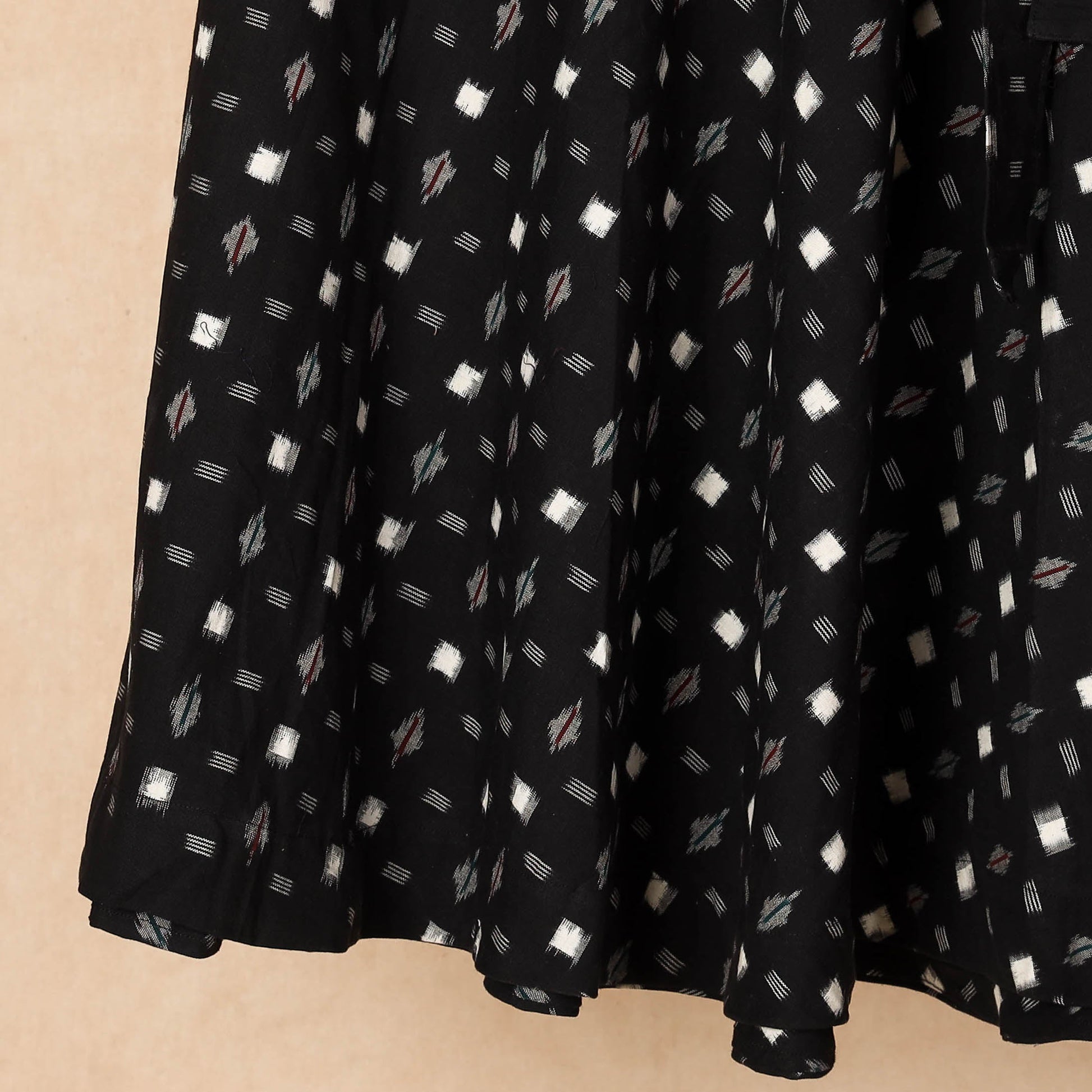 Black - Wrap Around Cotton Pochampally Ikat Skirt