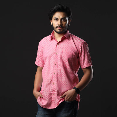 Baby Pink - Prewashed Fine Cotton Handloom Half Sleeves Shirt