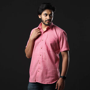 Baby Pink - Prewashed Fine Cotton Handloom Half Sleeves Shirt
