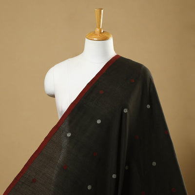 Black - Handspun Handloom Natural Dyed Cotton Jamdani Fabric 41