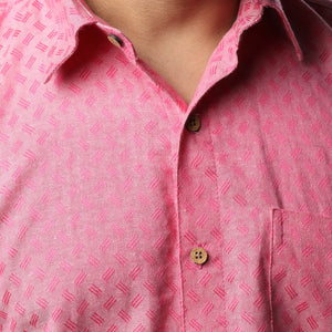 Baby Pink - Prewashed Fine Cotton Handloom Half Sleeves Shirt