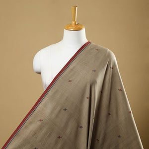 Beige - Handspun Handloom Natural Dyed Cotton Jamdani Fabric 20