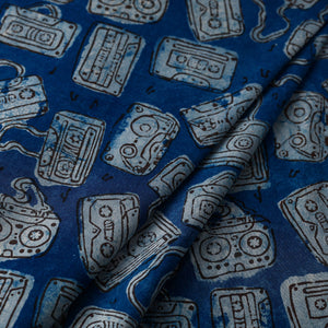 Blue - Bindaas Block Printed Natural Dyed Cotton Fabric
