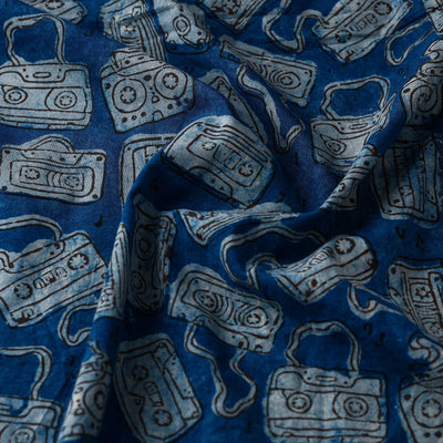 Blue - Bindaas Block Printed Natural Dyed Cotton Fabric