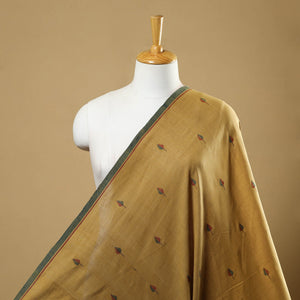 Beige - Handspun Handloom Natural Dyed Cotton Jamdani Fabric 13