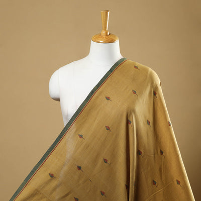 Beige - Handspun Handloom Natural Dyed Cotton Jamdani Fabric 13