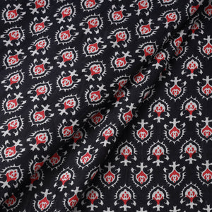 Black Floret Jaipur Print Cotton Fabric