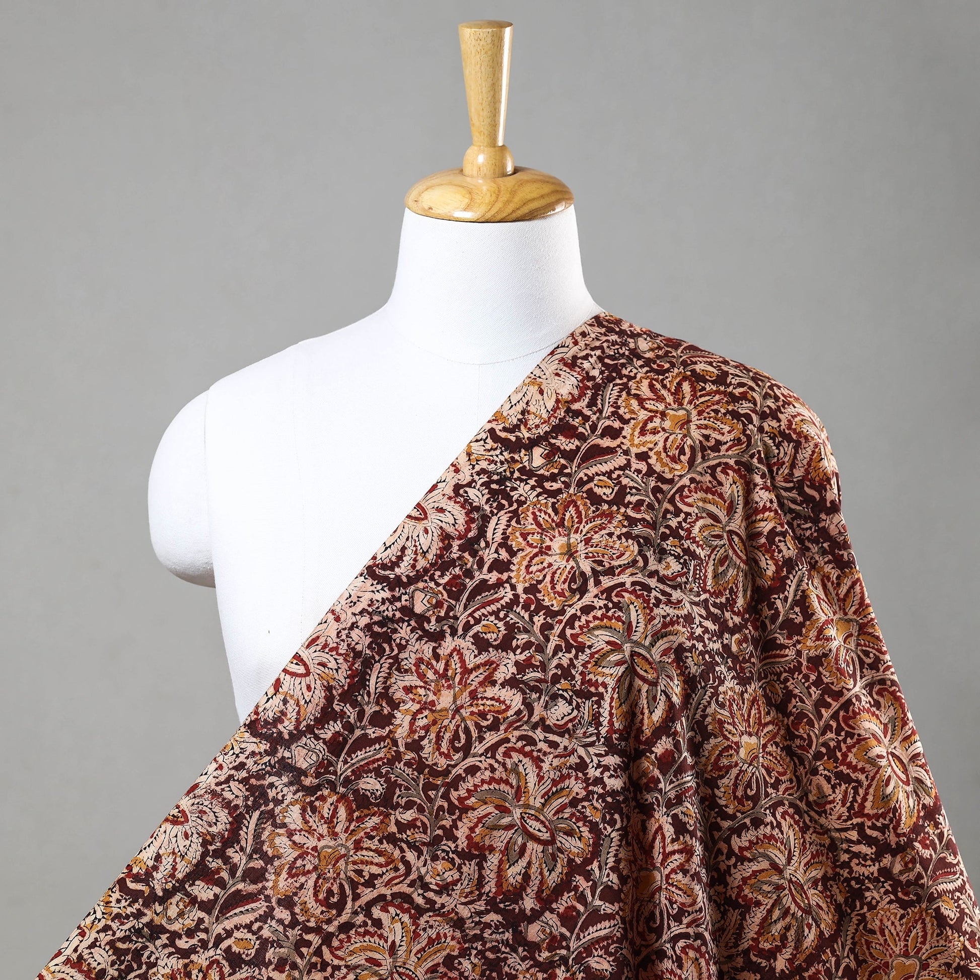 Brown - Kalamkari Block Printed Cotton Fabric
