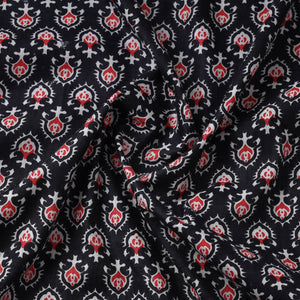 Black Floret Jaipur Print Cotton Fabric
