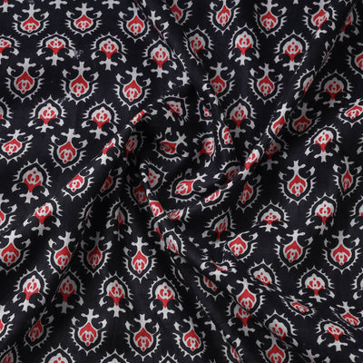Black Floret Jaipur Print Cotton Fabric