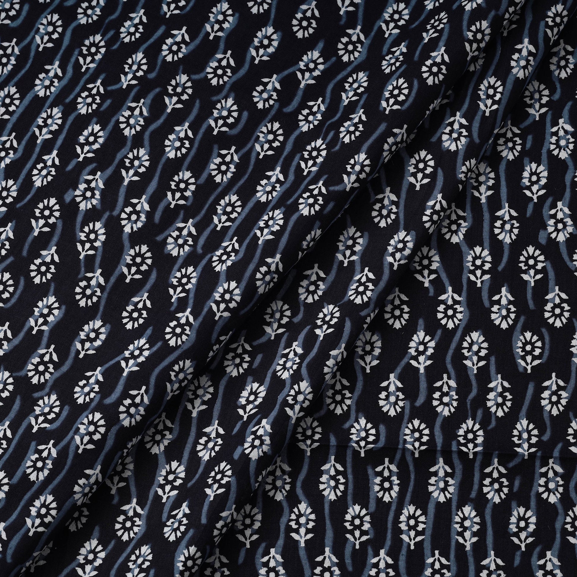 Black - Tiny Bootis Jaipur Print Cotton Fabric