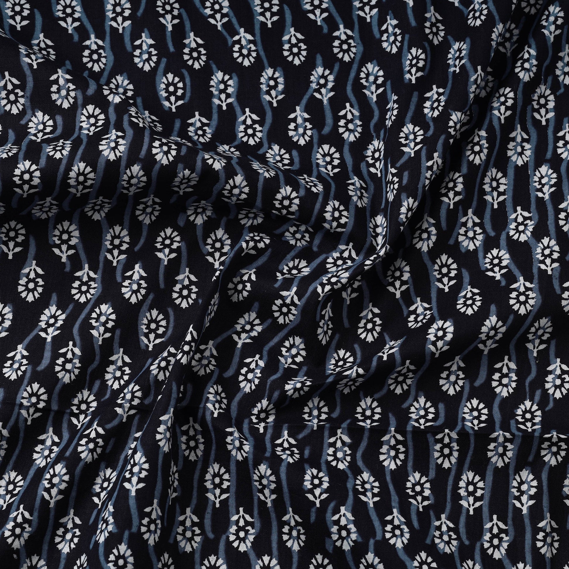 Black - Tiny Bootis Jaipur Print Cotton Fabric