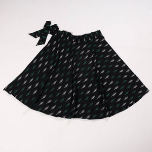 Black - Wrap Around Cotton Pochampally Ikat Skirt