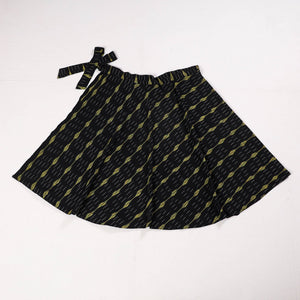 Black - Wrap Around Cotton Pochampally Ikat Skirt