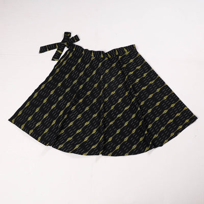 Black - Wrap Around Cotton Pochampally Ikat Skirt