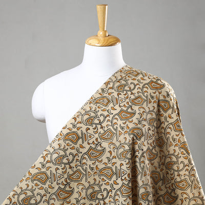 Beige - Kalamkari Block Printed Cotton Fabric