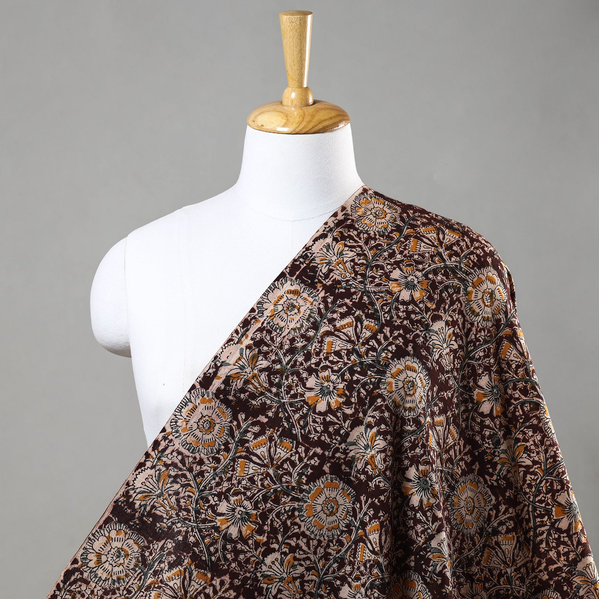 Brown - Kalamkari Block Printed Cotton Fabric