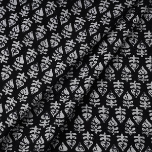 Black Pan Shaped Pattern Jaipur Print Cotton Fabric
