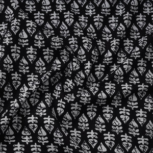 Black Pan Shaped Pattern Jaipur Print Cotton Fabric