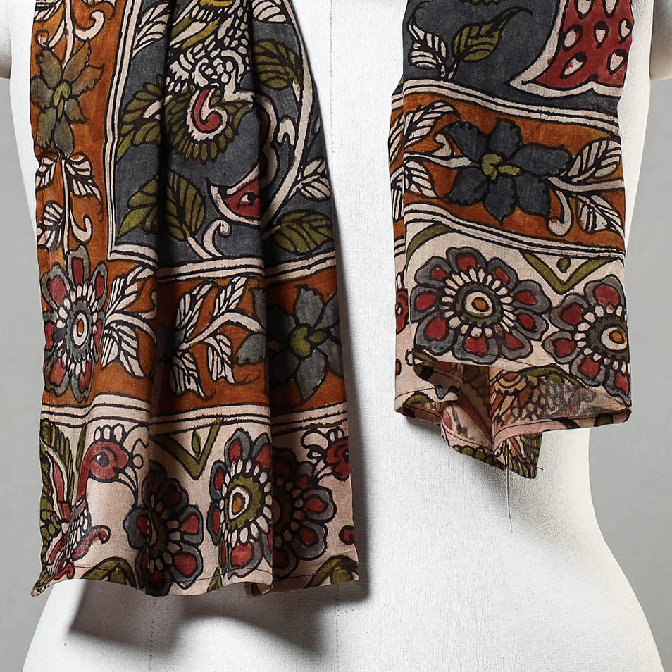 Black - Handpainted Kalamkari Cotton Stole