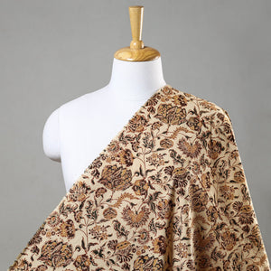 Beige - Pedana Kalamkari Block Printed Cotton Fabric