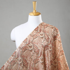 Beige - Pedana Kalamkari Block Printed Chanderi Silk Fabric
