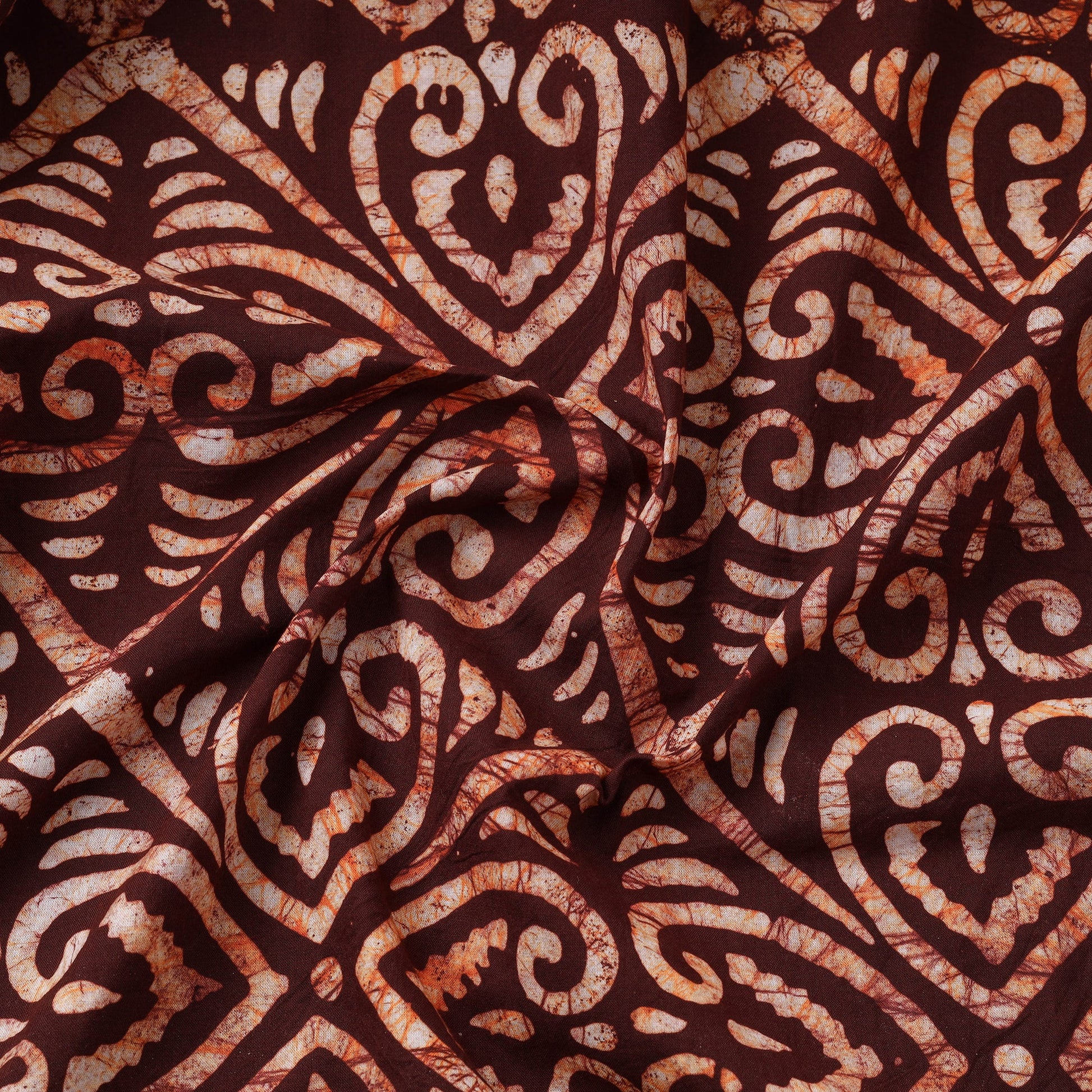 Brown - Hand Printed Cotton Batik Fabric