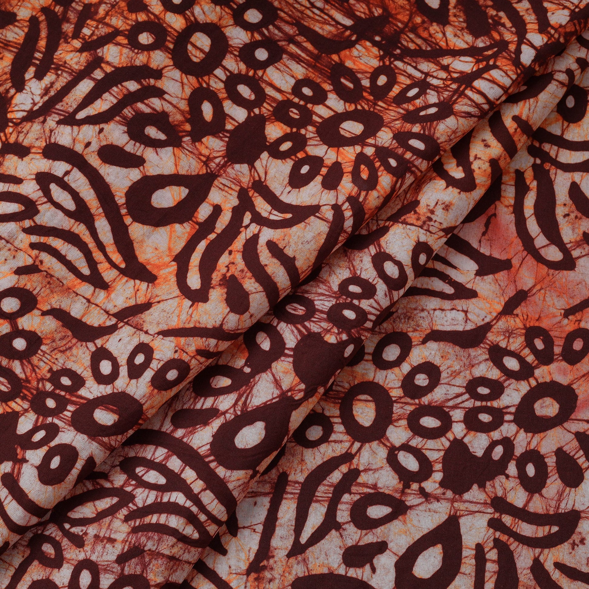 Brown - Hand Printed Cotton Batik Fabric