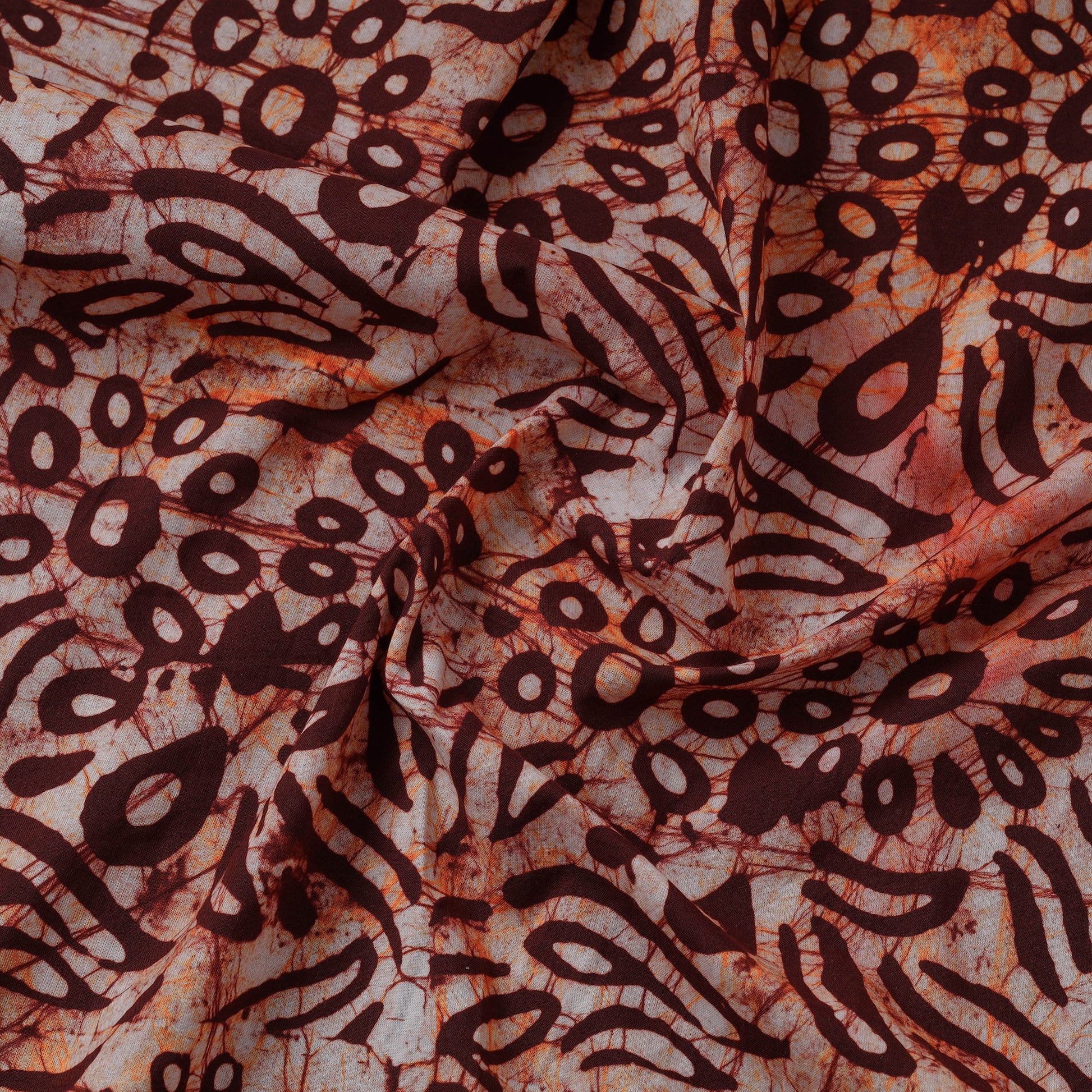 Brown - Hand Printed Cotton Batik Fabric