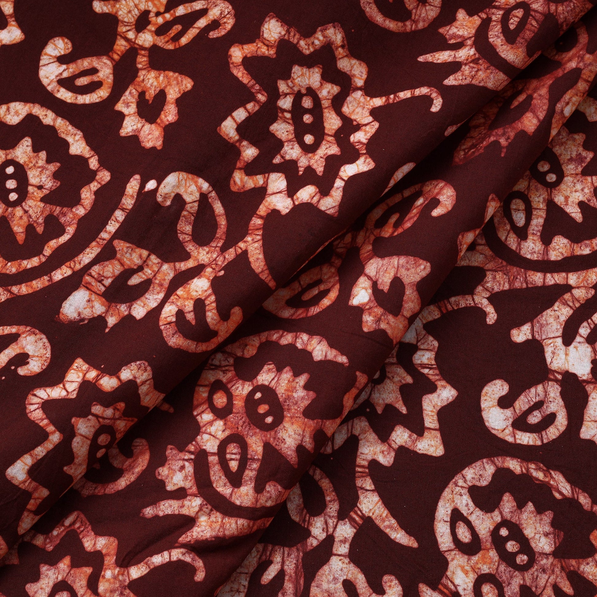 Brown - Hand Printed Cotton Batik Fabric
