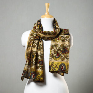 Beige - Handpainted Kalamkari Chanderi Silk Stole
