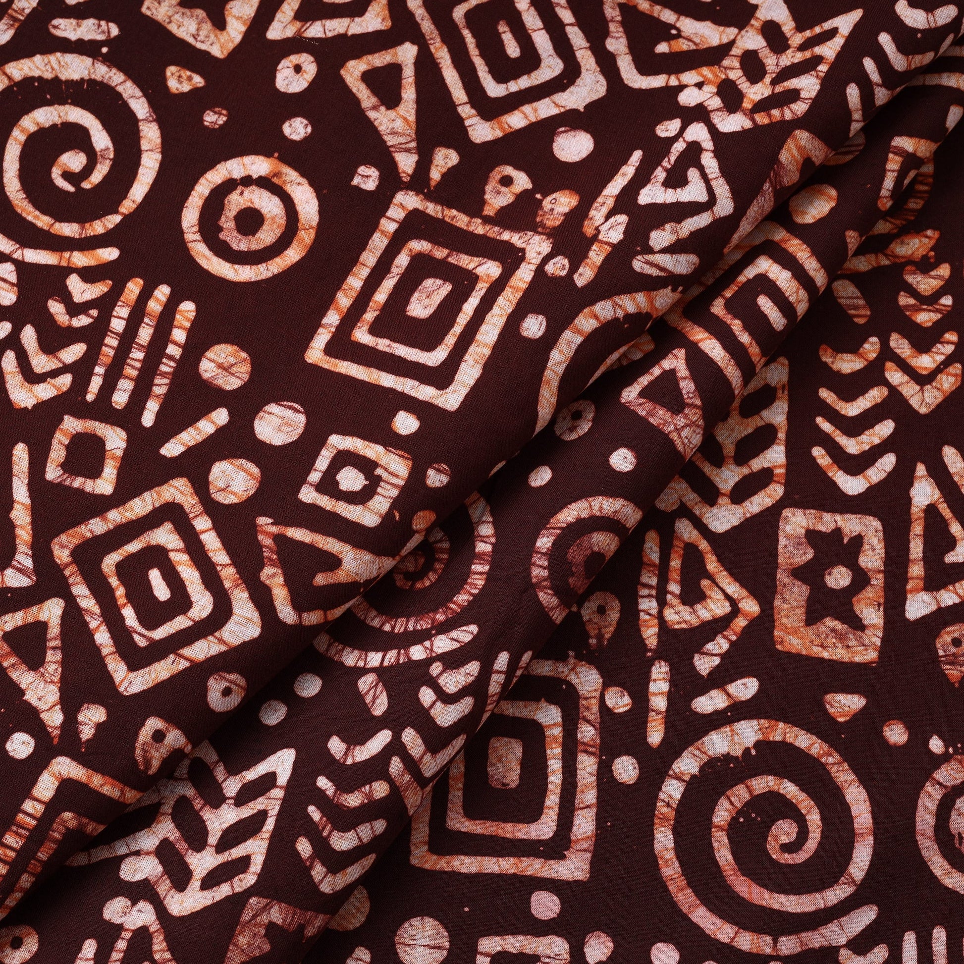Brown - Hand Printed Cotton Batik Fabric