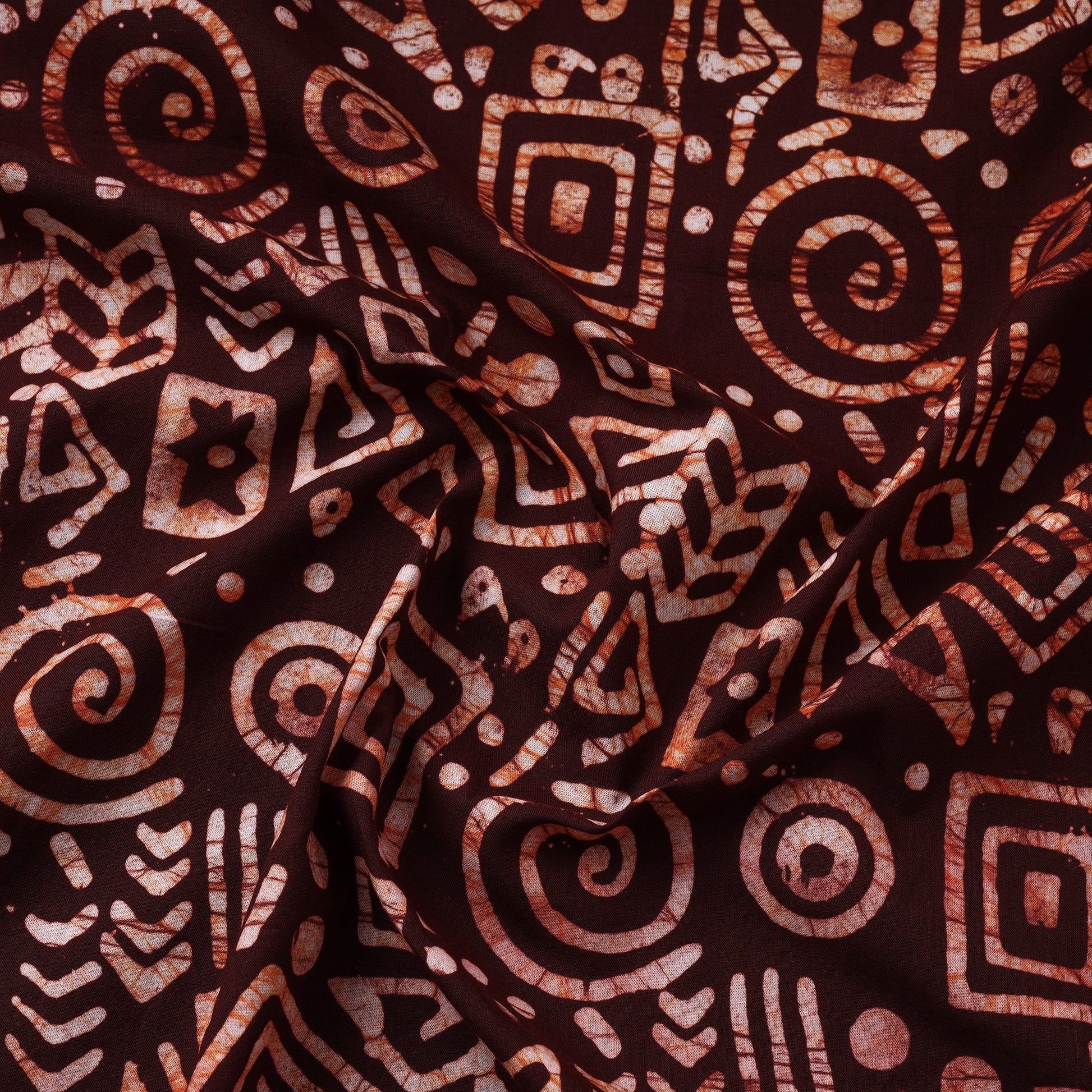 Brown - Hand Printed Cotton Batik Fabric