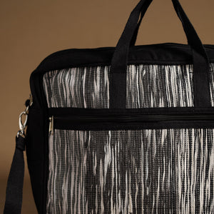 Black - Handcrafted Upcycled Woven Laptop Bag 06