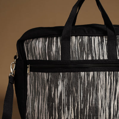 Black - Handcrafted Upcycled Woven Laptop Bag 06