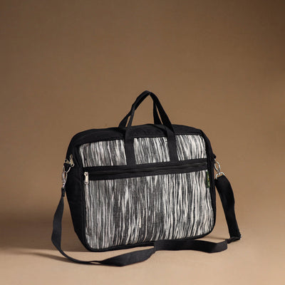 Black - Handcrafted Upcycled Woven Laptop Bag 06
