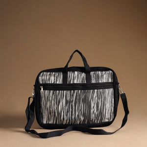 Black - Handcrafted Upcycled Woven Laptop Bag 06