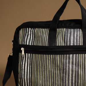 Black - Handcrafted Upcycled Woven Laptop Bag 07