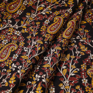 Black - Kalamkari Printed Cotton Fabric