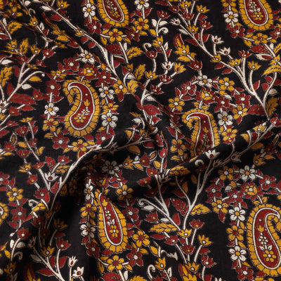 Black - Kalamkari Printed Cotton Fabric