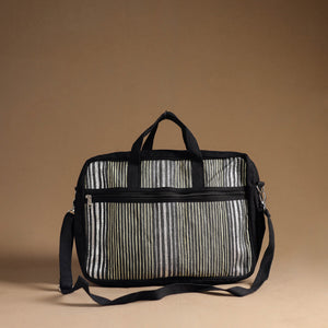 Black - Handcrafted Upcycled Woven Laptop Bag 07